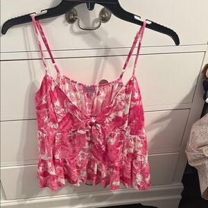 Miami Pink and White Tiered Camisole Top